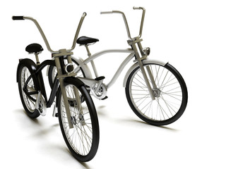 Obraz na płótnie Canvas Two cruiser bicycles