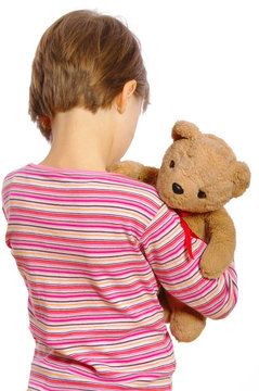 Trauriges M&auml;dchen mit Teddy