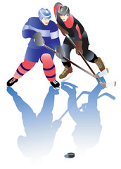 Hockey detailed sportsmen. Vector illustration.