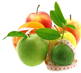 fruits régime minceur, mètre souple fond blanc