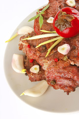 beef chunk served on dish