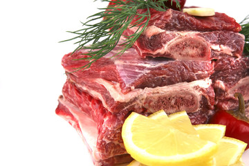 ribs with lemon and greenery