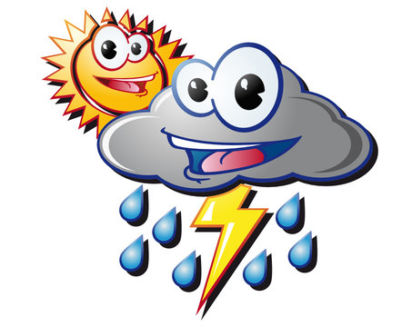 soleil nuage pluie et eclair