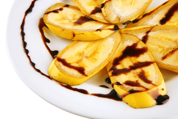 sliced banana with chocolated