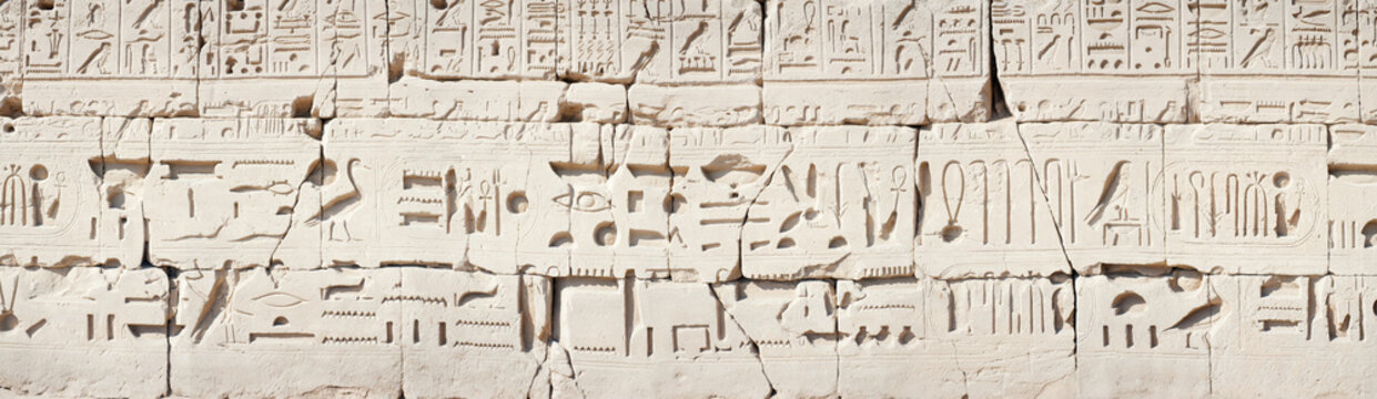 Hieroglyphic relief in the Temple of Karnak at Luxor