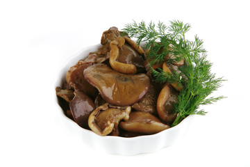 mushrooms on ceramic plates