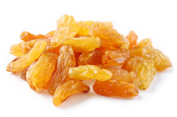 White raisins on a white background