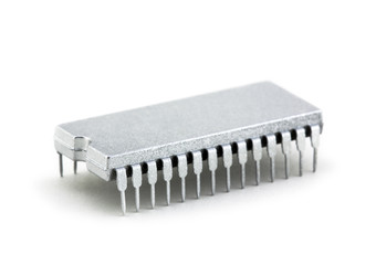 Silver microprocessor isolated on white