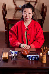 Chinese tea lady, traditionally dressed