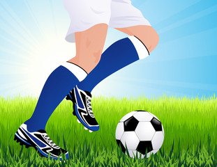 Football player in blue gaiters