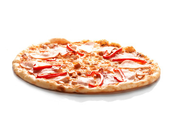 Pizza with pepper and ham