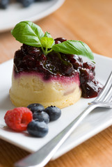 Blueberry and blackcurrant sponge pudding
