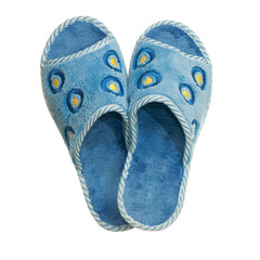 Pair of blue home slippers