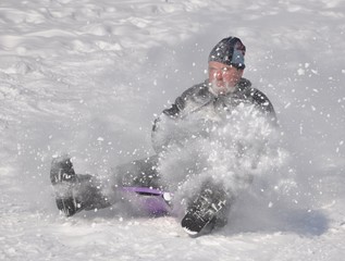 Naklejka premium man on sled