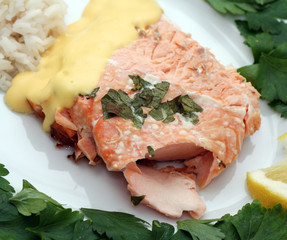 Seelachsfilet mit Reis