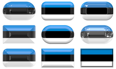 nine glass buttons of the Flag of Estonia