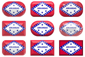 nine glass buttons of the Flag of Arkansas