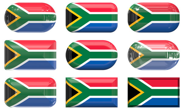 nine glass buttons of the Flag of South Africa