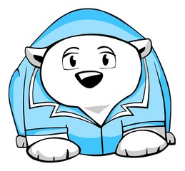 funny polar bear in a doctor's smock
