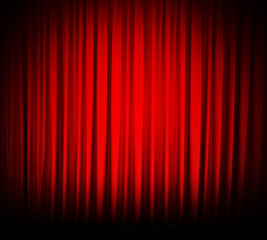 Red theater curtain with spot lights