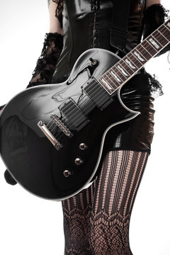 Close-up of girl with guitar