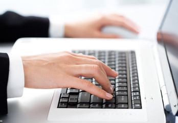 Working on the laptop