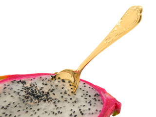 half of dragon fruit on white background
