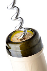 Corkscrew in a wine bottle