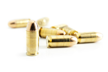 45 Caliber Bullets on White