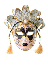 black and gold mask isolated on a white background