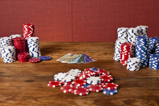 poker chips and credit cards