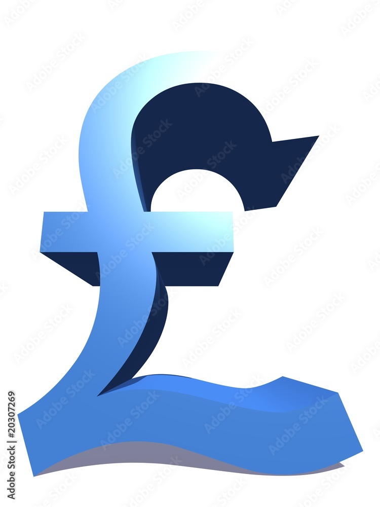 Wall mural high resolution 3d pound blue symbol