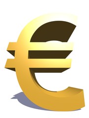 High resolution 3D yellow euro symbol