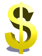 High resolution 3D yellow dollar symbol