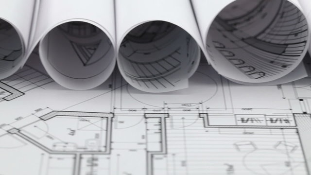 rolls of architectural drawings