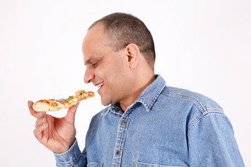 eating pizza slice