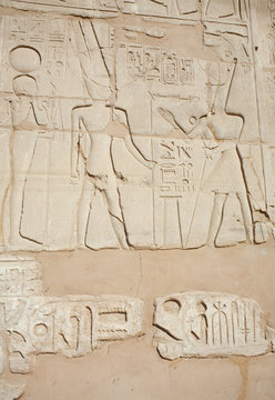 Wall in the Karnak Temple  at Luxor, Egypt