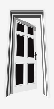 High resolution conceptual 3D opened door isolated