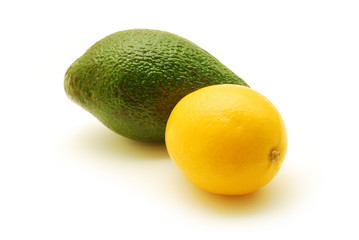avocado and lemon isolated