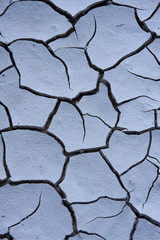 Cracked, parched land. Dried mud..