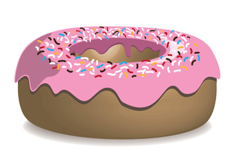 Donut mit rosa Zuckerguss & Streusel
