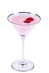 pink cocktails, decorated with the berries Raspberry