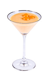 yellow cocktails, decorated with the berries Physalis