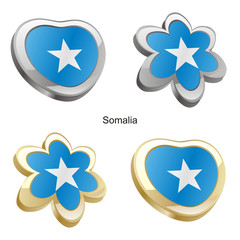 vector illustration of somalia flag in heart and flower shape