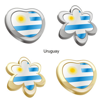 vector illustration of uruguay flag in heart and flower shape