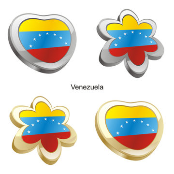 vector illustration of venezuela flag in heart and flower shape