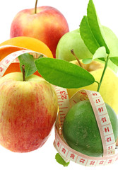 fruits santé régime minceur, mètre souple fond blanc