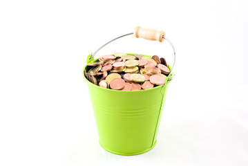 Euro Coins in a Bucket