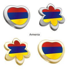 vector illustration of armenia flag in heart and flower shape
