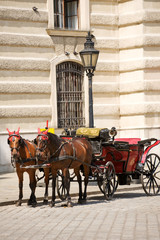 Horsedrawn carriage on the platz by the Hofburg Palace, Vienna